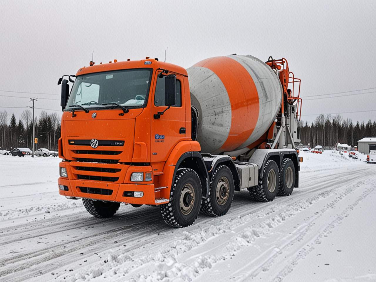 Автобетоносмеситель зимой